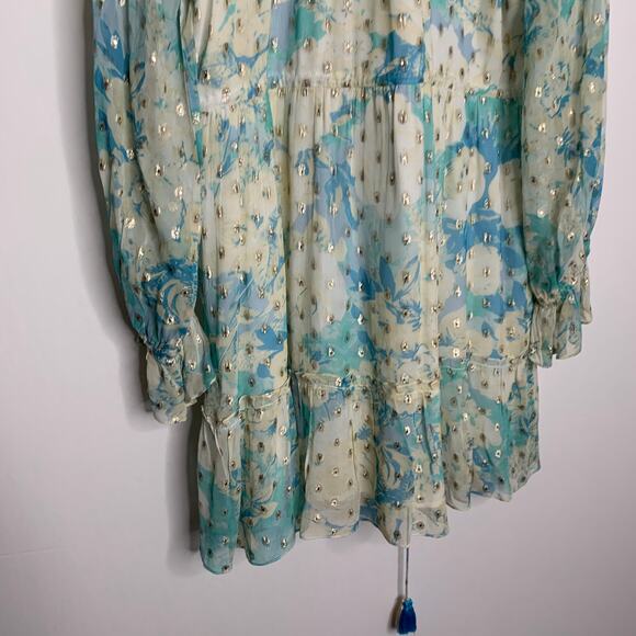 Hemant & Nandita Turquoise Blush Metallica Georgette Mini Dress Medium - Picture 13 of 16